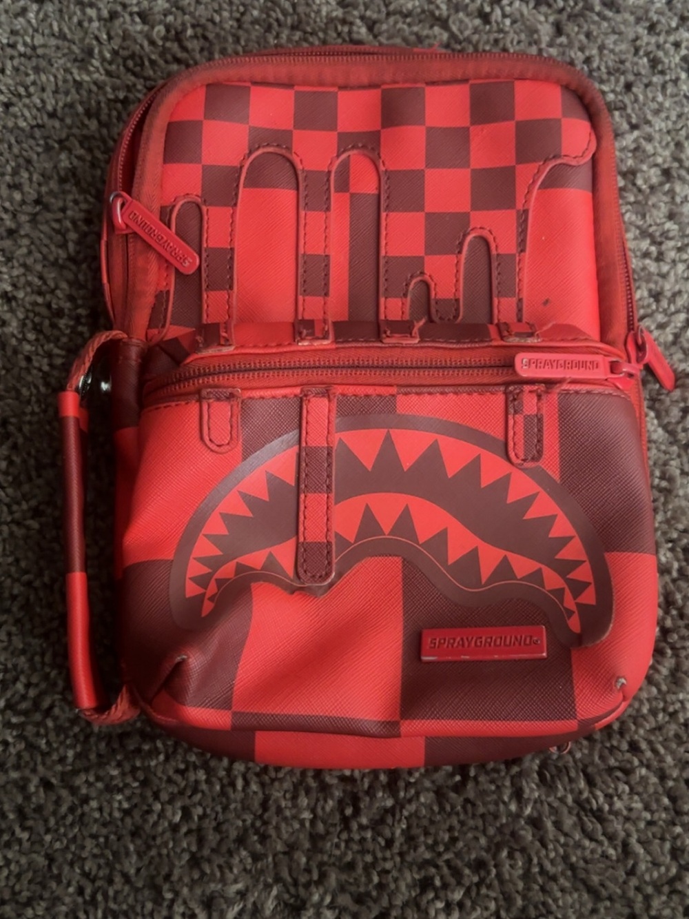 Sprayground Red Checker Shark Toiletry Bag